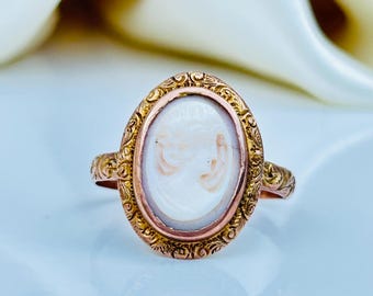 Antique 9ct Gold Carved Cameo Ring