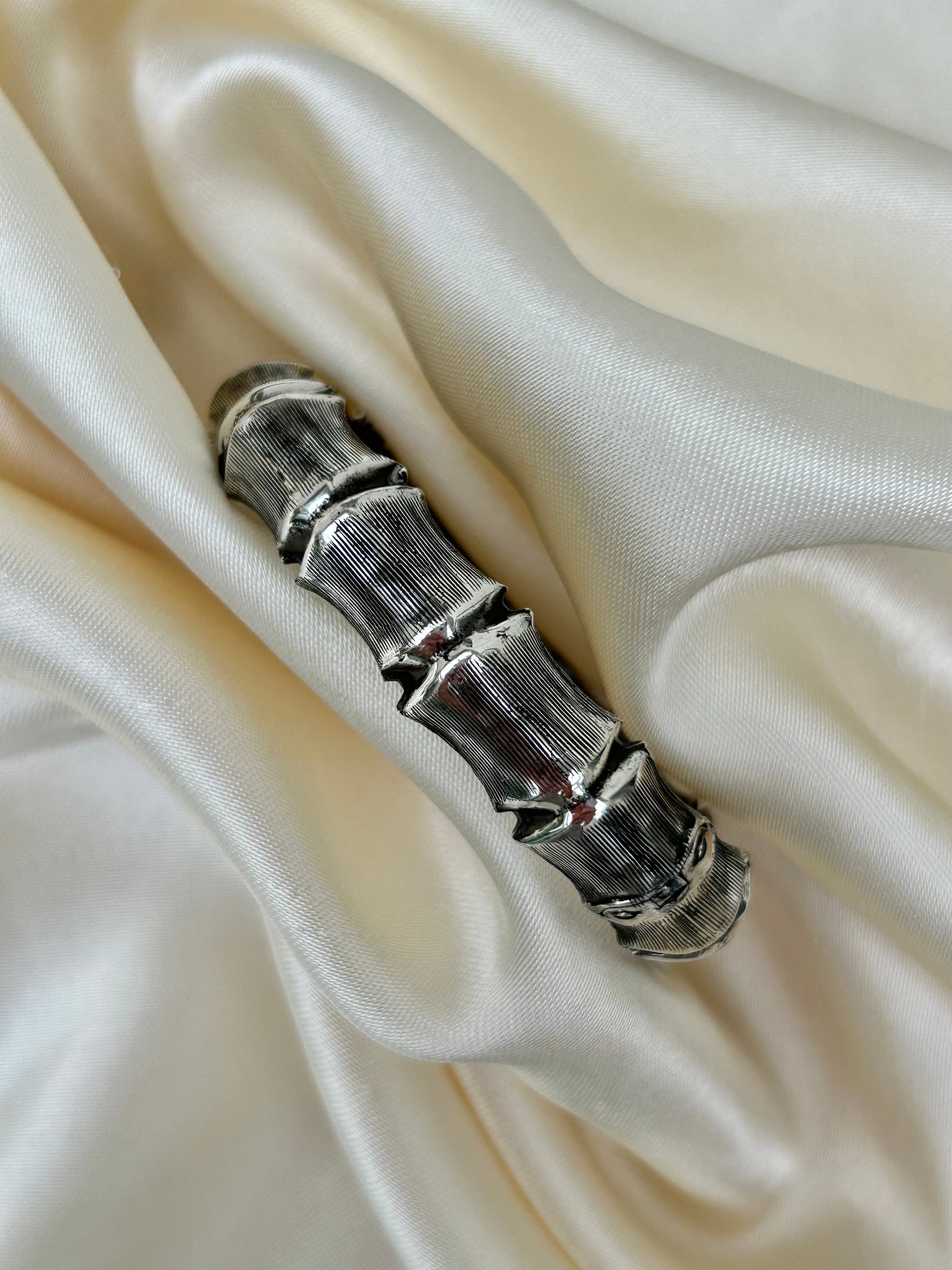 Vintage Silver Bamboo Bangle Bracelet - Etsy