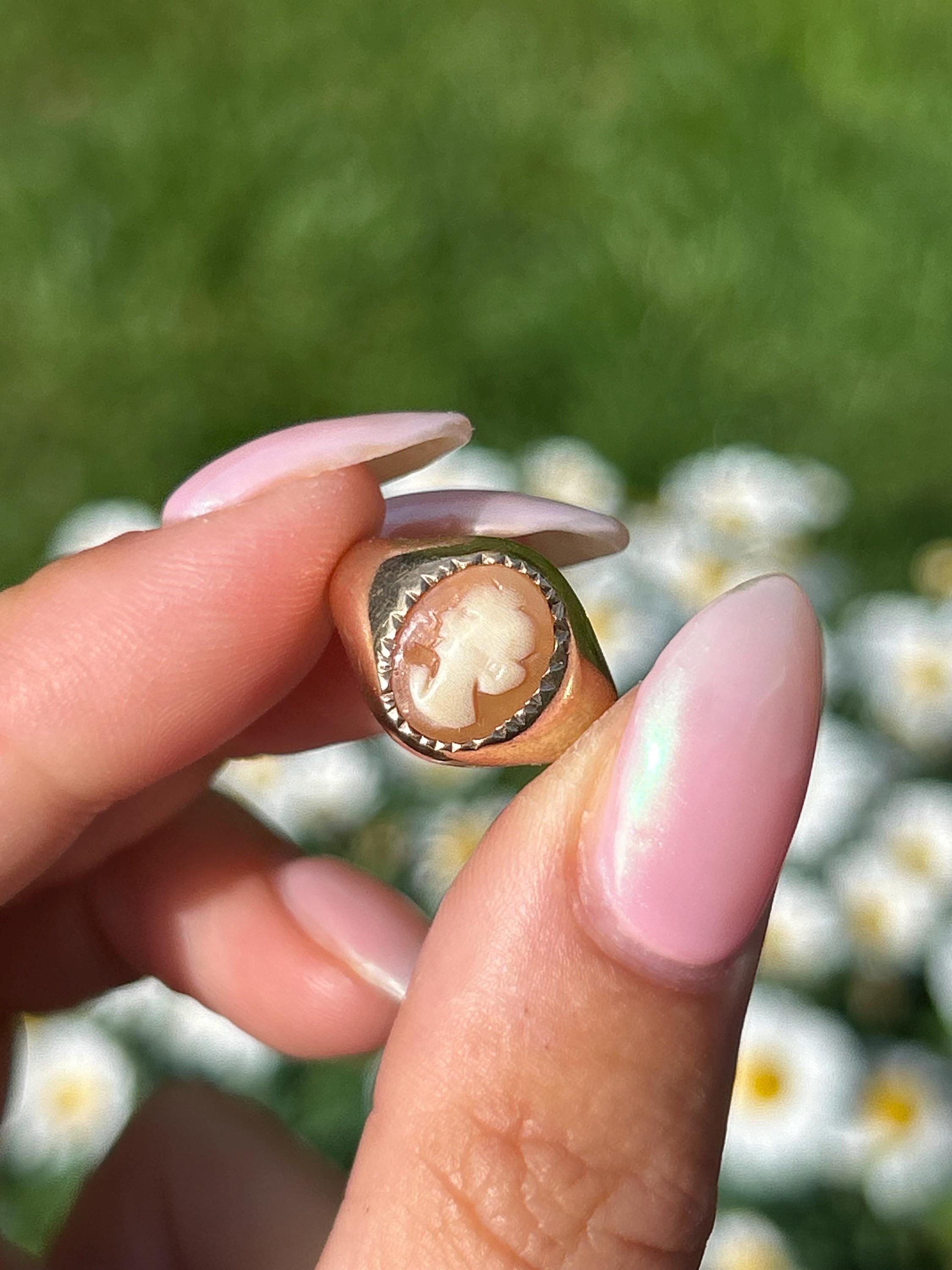 ヴィンテージ 9カラット ゴールド カメオ シグネット リング - Etsy 日本