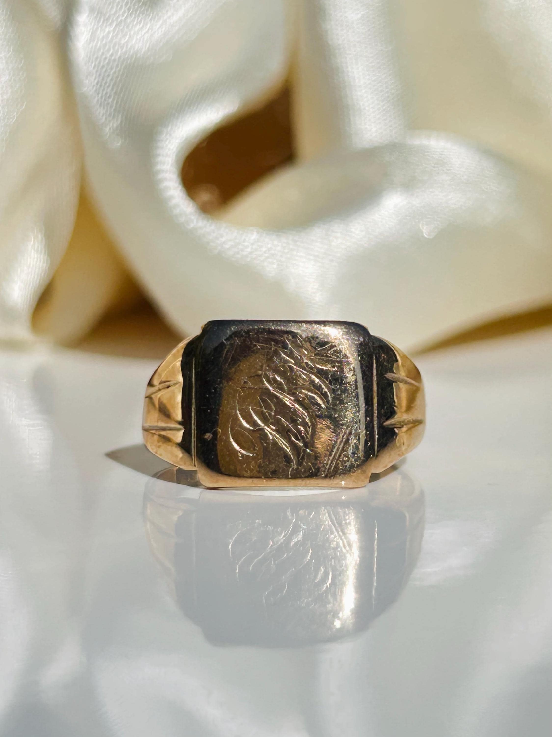 アクセサリー 9ct.Gold Rectangle Signet Ring Vintage Vintage 9ct Gold Signet Ring - Etsy