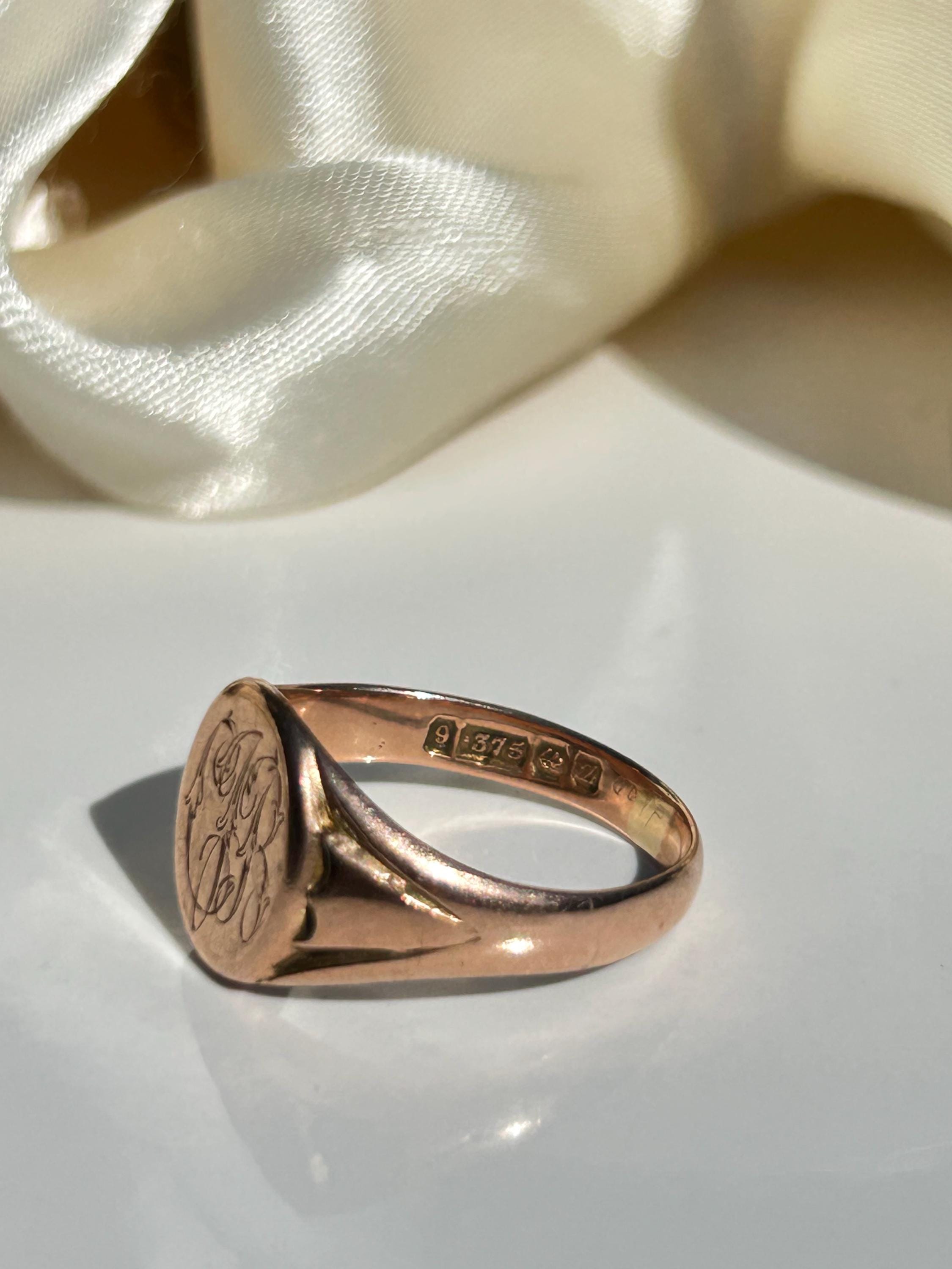 Vintage 9ct Gold Signet Ring - Etsy