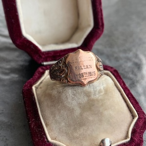 Antique World War 1 ‘Fallen Oct 28th 1916’ Gold Ring
