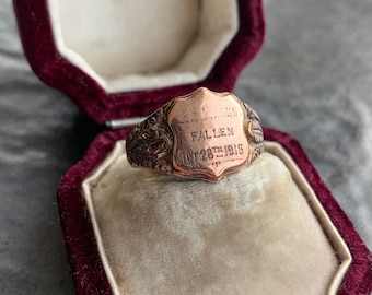 Antique World War 1 ‘Fallen Oct 28th 1916’ Gold Ring