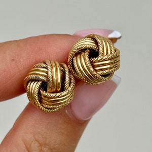 Large Chunky Vintage 9ct Gold Knot Earrings