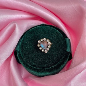 Antique saphriet and Paste Halo Heart Brooch