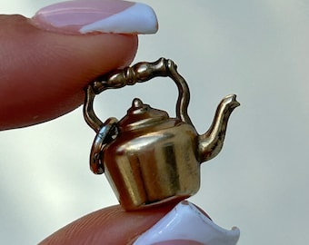 Vintage 9 Karat Gold Teekanne Charm / Anhänger