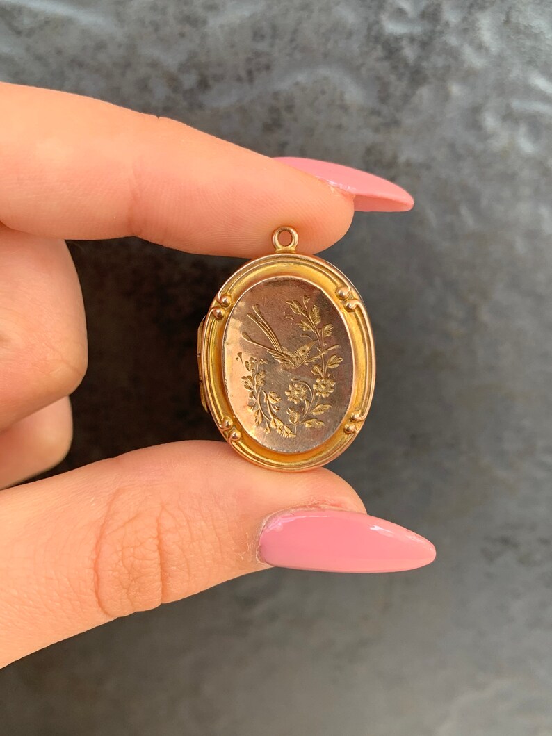 Vintage Sweet 9ct Gold Bird Locket Pendant Etsy