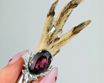 Vintage Mizpah Scottish Real Bird Claw Brooch, Grouse Claw Pin