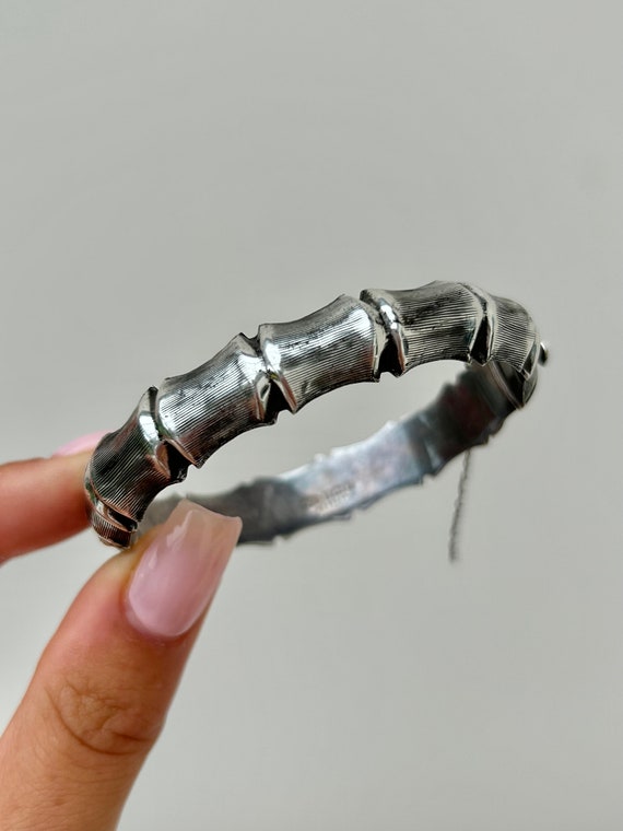 Vintage Silver Bamboo Bangle Bracelet - Etsy