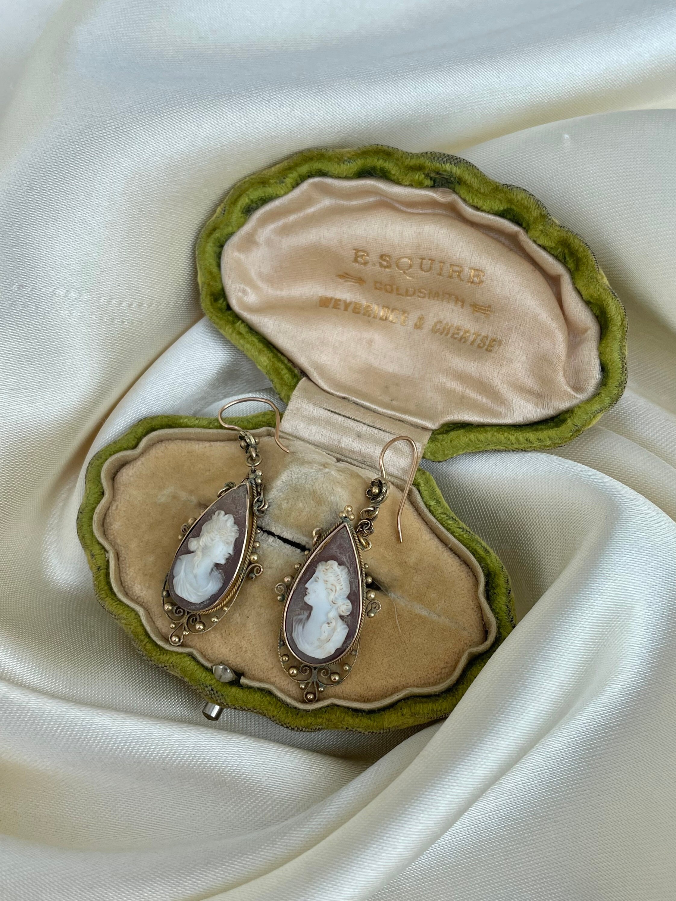 Antique Cameo Yellow Gold Earrings - Etsy