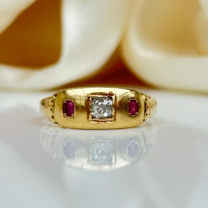 Antique 18ct Yellow Gold Ruby and Diamond Ring