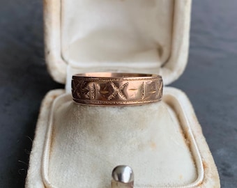 Victorian 9ct Rose Gold ‘X-I-X’ Print Band Ring