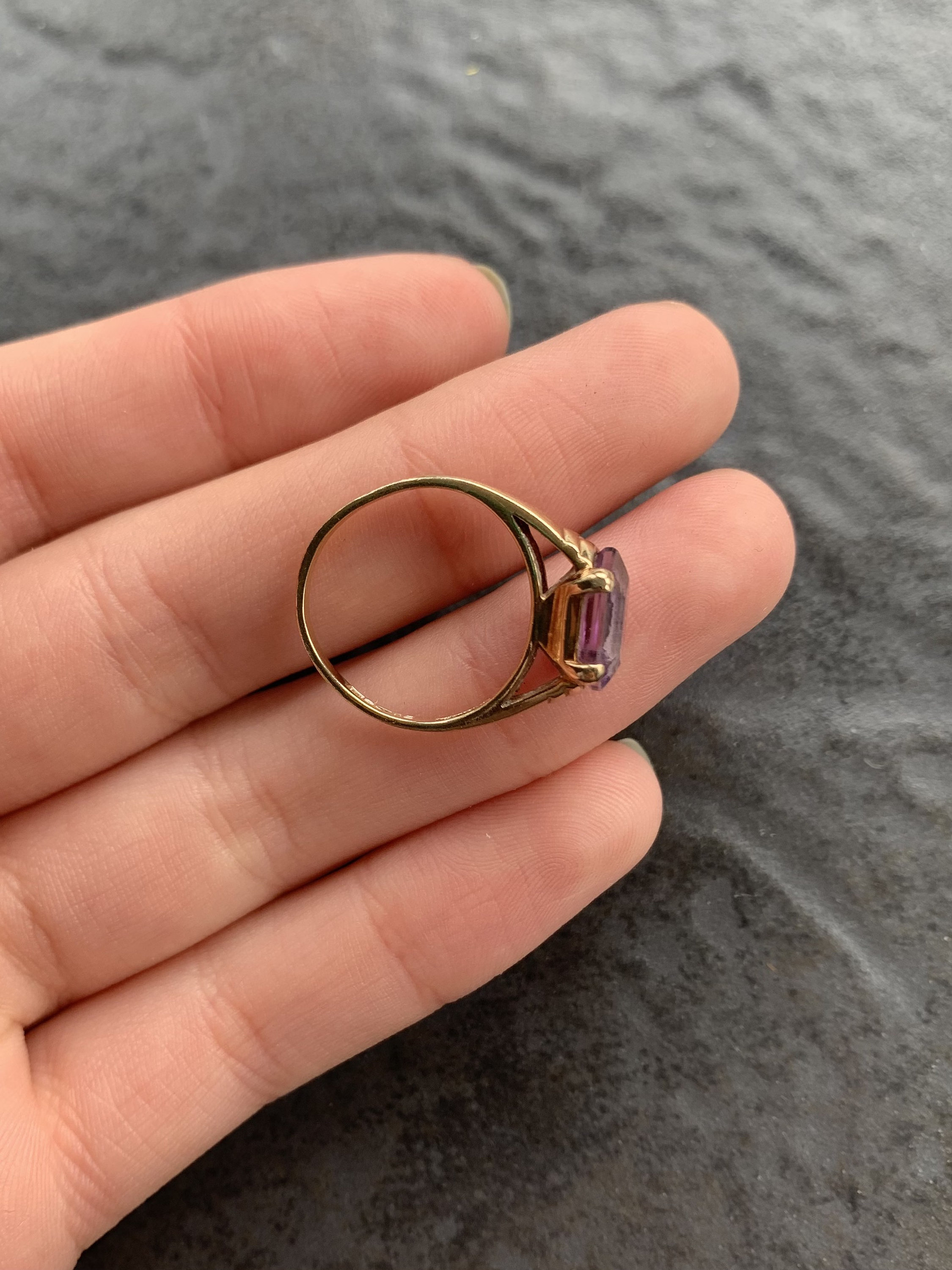 ヴィンテージ 9ct イエローゴールド アメジストリング - Etsy 日本