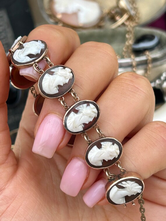 Large Antique 9ct Yellow Gold Cameo Bracelet Etsy