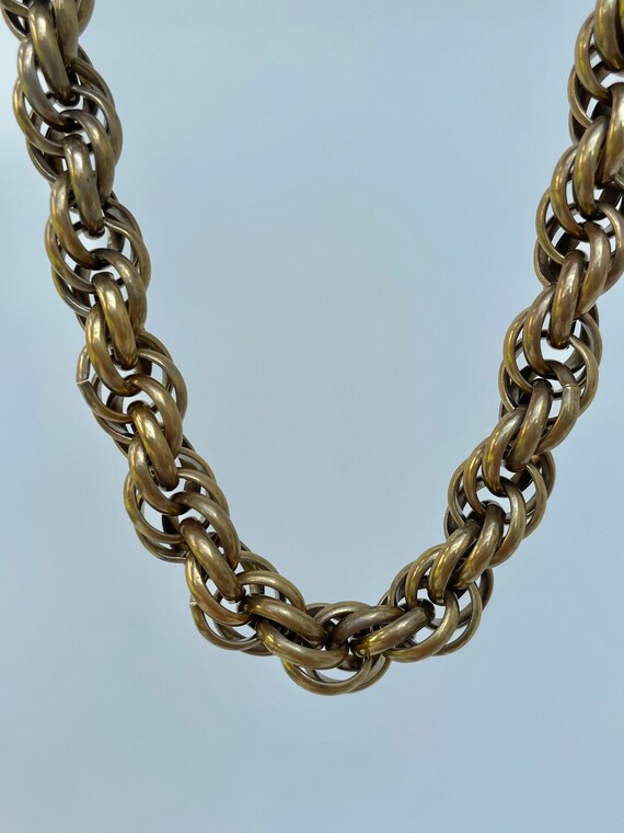 Antique Victorian Thick Chunky Yellow Metal Rope … - image 5