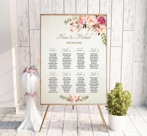 Printable Seating Chart For Wedding Reception