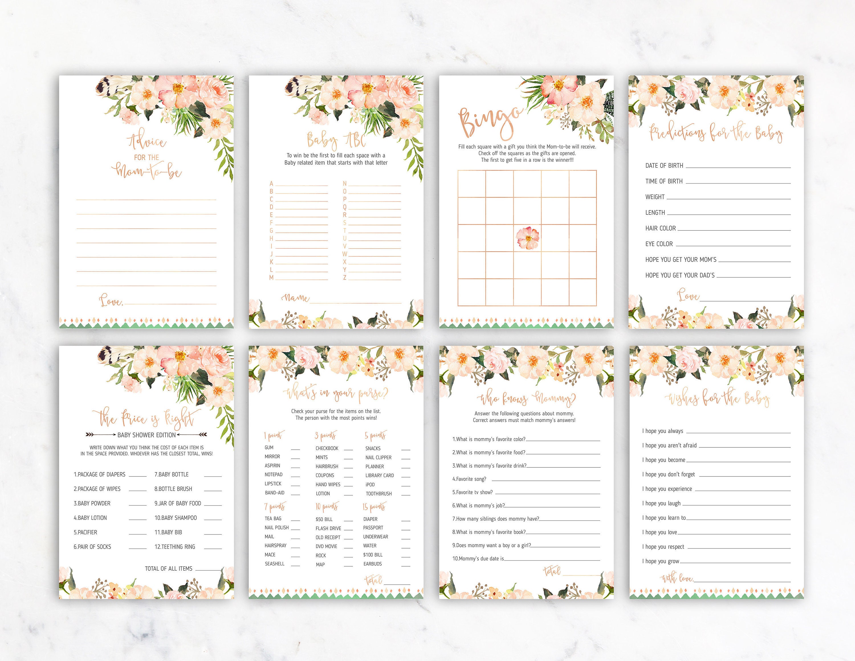 baby shower games printable