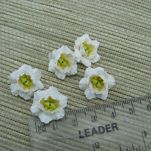 White Eustoma, Polymer Clay Flower beads, White Flowers, 5 pieces image 3
