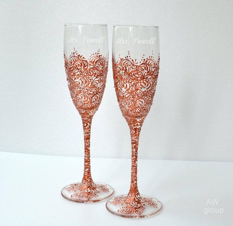 copper wedding champagne flutes