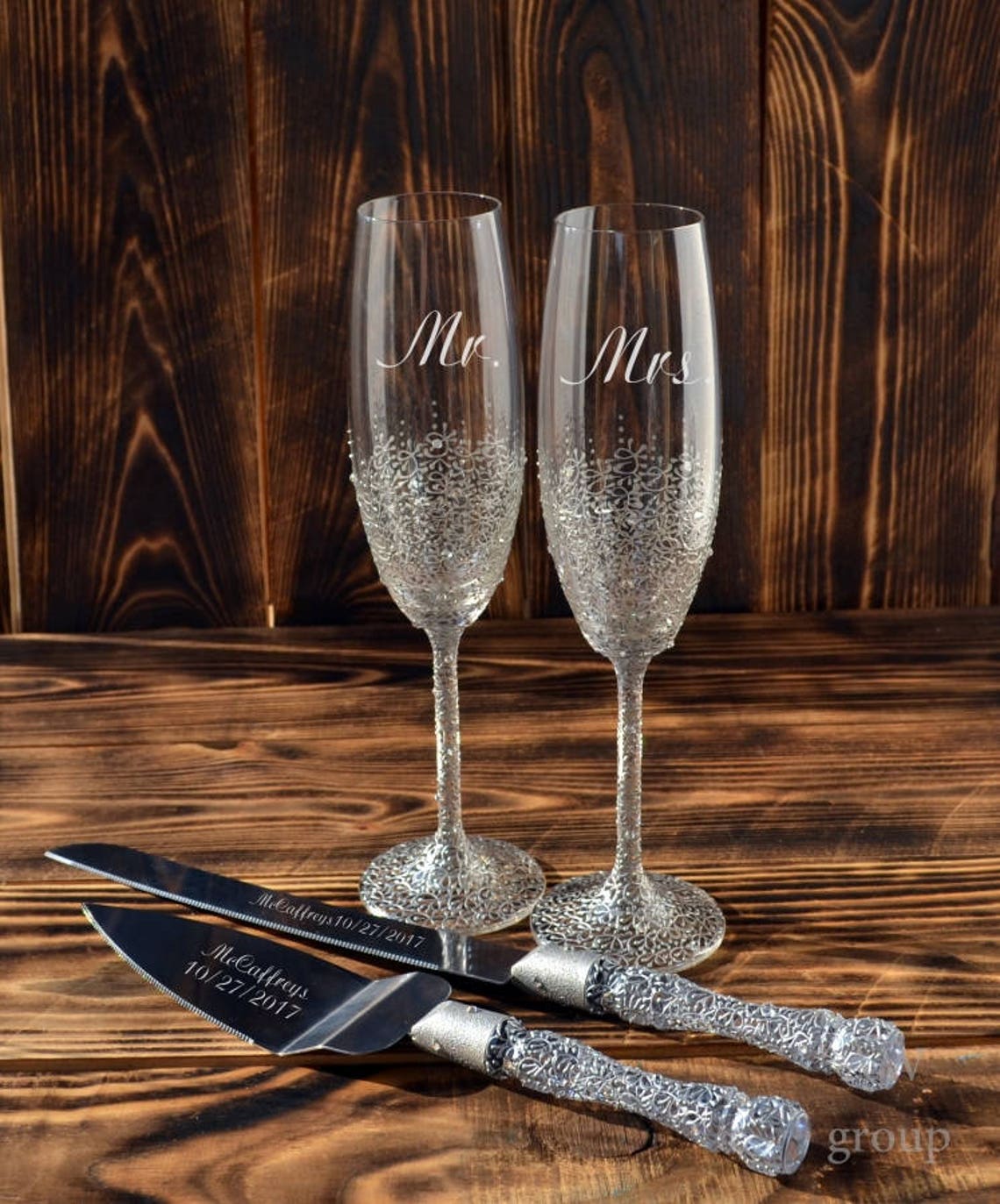 Silver Wedding Cake Serving Set Cake Cutting Set Etsy