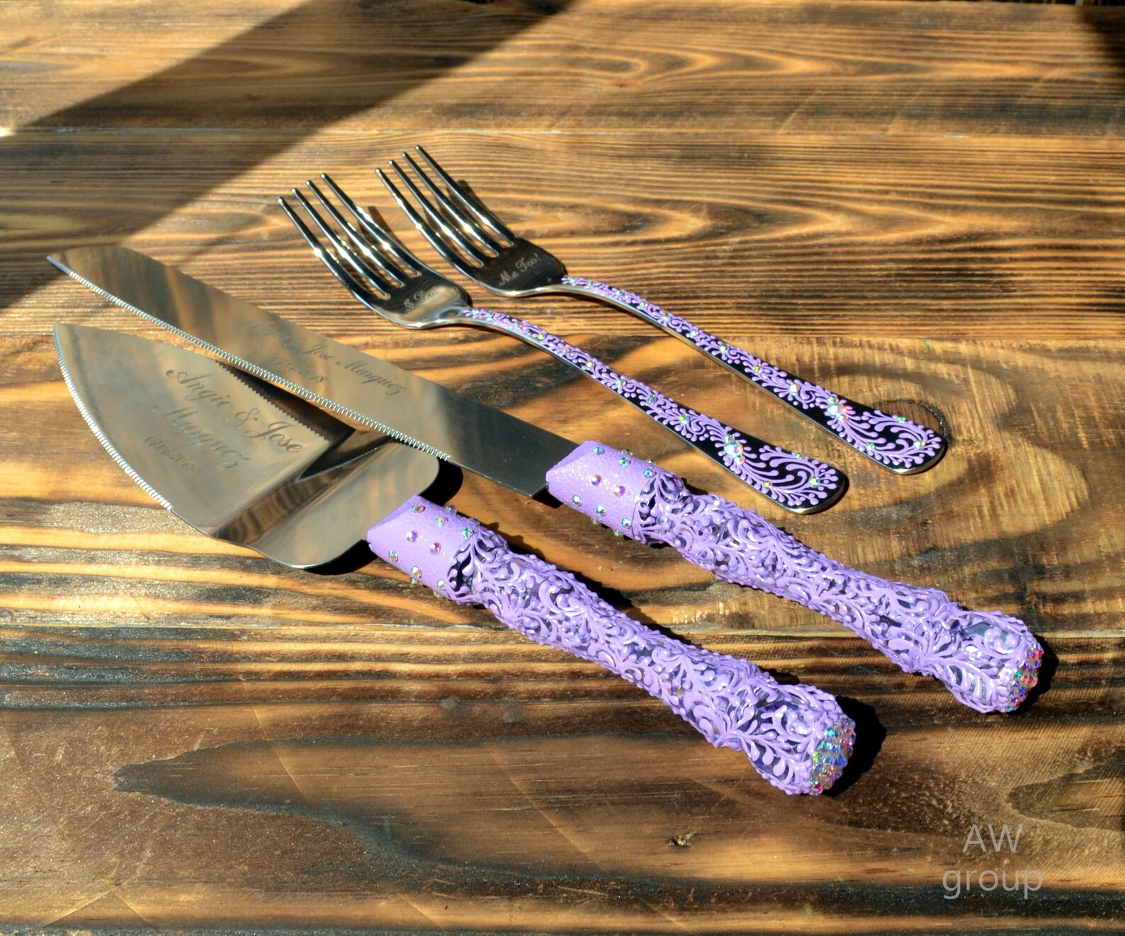 Personalized Wedding Cake Cutting Set Engraved Cake Serving Etsy