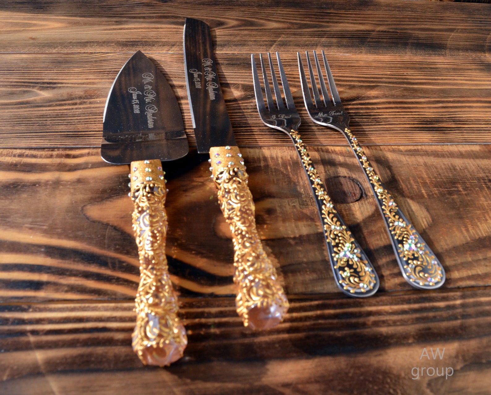 Personalized Cake Serving Set for cutting wedding cake Gold Etsy