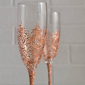 Hochzeit Sektflöten, Sektgläser rosegold, personalisierte Toastflöten für Paar
