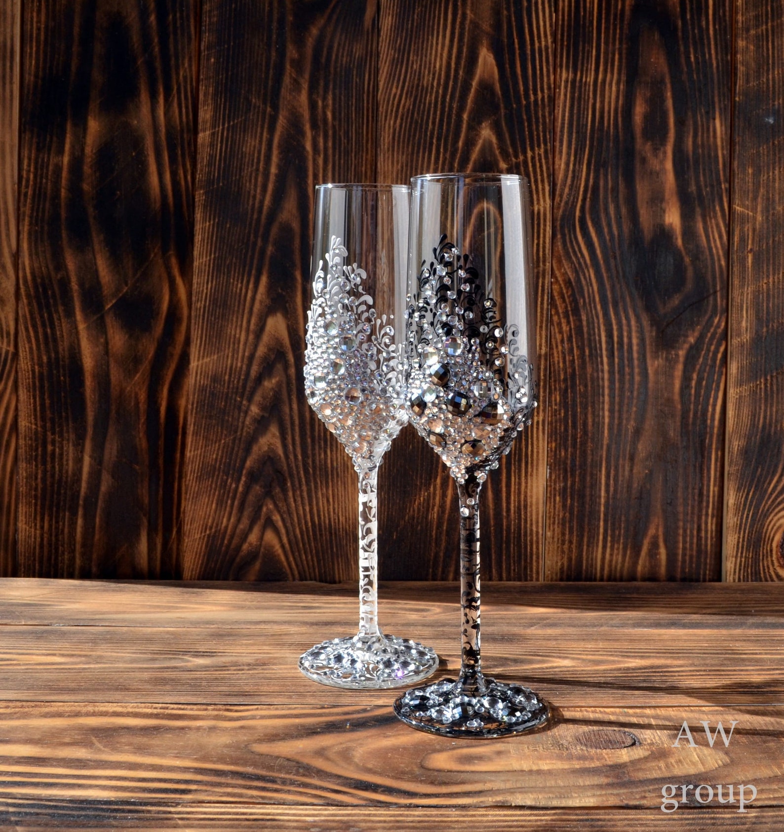 Wedding glasses for bride and groom personalized wedding Etsy