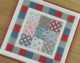 Square table topper, contemporary quilted table topper, modern fabric table runner, table centrepiece, housewarming gift, wall hanging