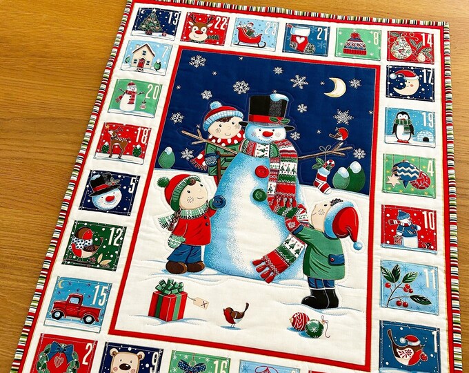 Christmas Advent Calendar, Quilted Advent Calendar, Snowman Christmas