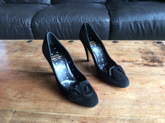black suede court shoes uk