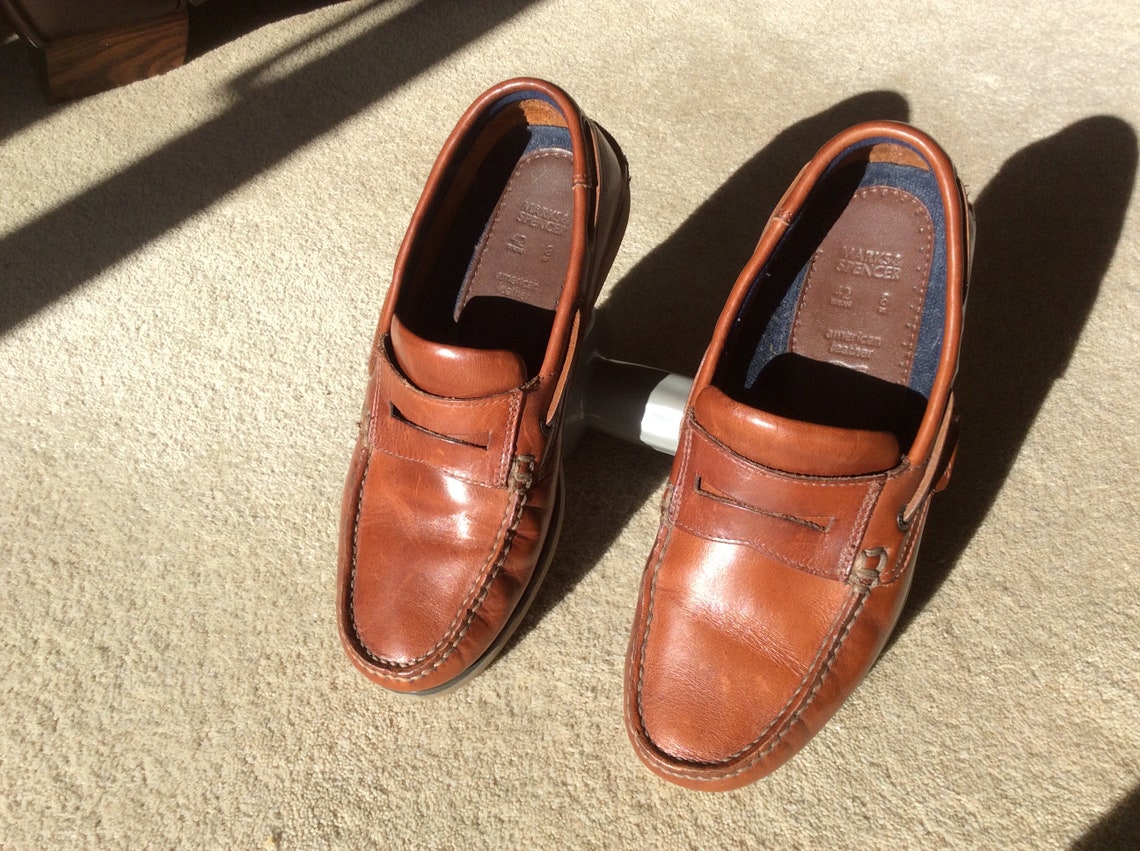 Mens Marks & Spencer American Leather Brown Boat Shoes Etsy