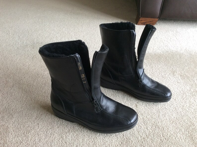 Waldlaufer black leather lambswool lined tall ankle boots | Etsy