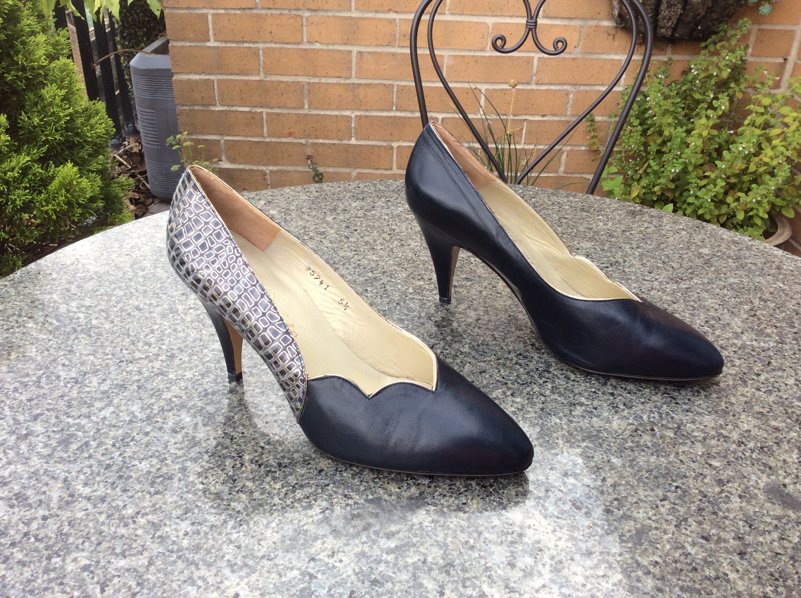 navy blue leather court shoes uk