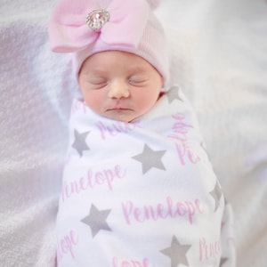 Personalized Baby Blanket, Star Personalize Swaddle, Twinkle Little Star Baby Name, Baby Girl, Boy Blanket, Baby Shower Gift #SN317