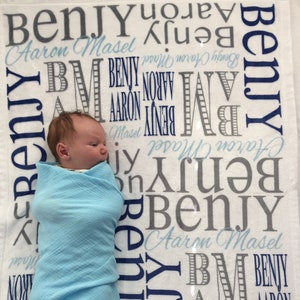 Personalized Baby Blanket, Newborn Swaddle Blanket, Baby Girl Baby Boy blanket, Personalize Name Blanket, Receiving Blanket #4B16