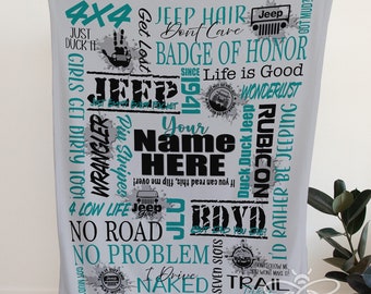 Personalized Blanket, Women's Wheeling Off Road, 4x4 adventure, Off-road, Dirt Road, Vehicle/Car Name, Wanderlust, Girls Get Dirty Too #JN24