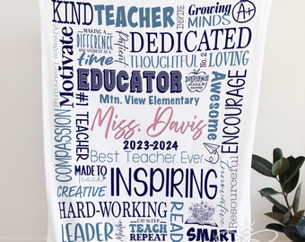 SALE Personalized Teacher Blanket, Teacher Gift, Teacher Appreciation Gift, Childcare Teacher, Assistant Teacher, Principal Gift
