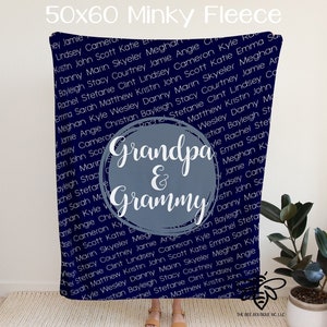 SALE Personalized Family Blanket, Grandparents Blanket, Mother's Day, Father's Day, Mom, Grandma, Dad, Grandpa, BEST GIFT! #FC1118