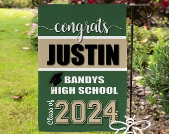 SALE Personalized Garden Flag, Class of 2024 Graduation Flag, Senior 2024, 2025, School Name, Pick Your Colors, House Flag #GF22