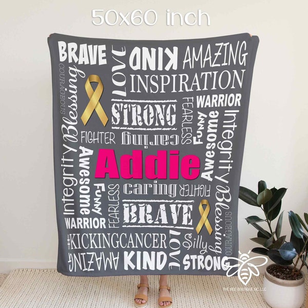 SALE Personalized Cancer Blanket, Pediatric Cancer, Childhood Cancer, Chemo Blanket, Cancer Support, Cancer Ribbon, Cancer Survivor #CR18