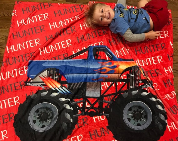 SALE Personalized Blanket, Monster Truck Name Blanket, Personalized Blanket, Monster Truck Party, Monster Truck Theme, BEST GIFT!