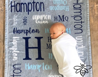 SALE Personalized Baby Blanket, Custom Name Blanket, Monogram Blanket, Boy or Girl #H1018