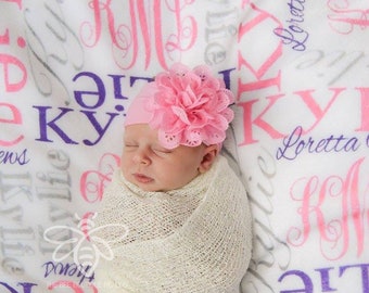 SALE Personalized Baby Blanket, Baby Name Swaddle, Name Reveal Hospital Blanket, Stroller Blanket, Girl or Boy, Baby Shower Gift! #FN12B