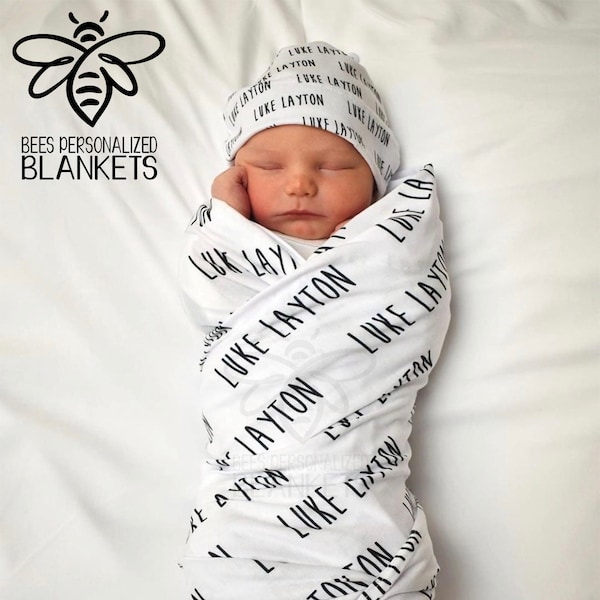 SALE Personalized Swaddle, Baby Name Blanket, Hospital Photo, Name Reveal, Baby Boy, Baby Girl, Newborn Wrap, Best Baby Shower Gift #SF17