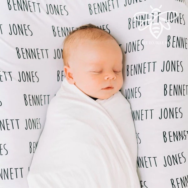 OFERTA: Manta personalizada para envolver al bebé, manta con nombre, foto de hospital, revelación de nombre, bebé niño, bebé niña, fular para recién nacido, el mejor regalo para baby shower #SF17