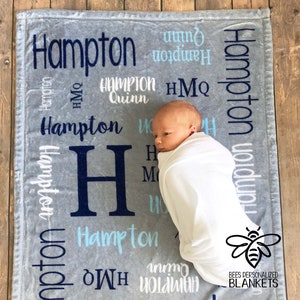 SALE Personalized Baby Blanket, Baby Name Blanket, Nursery Blanket, Toddler Blanket, Baby Boy, Baby Girl, Baby Shower, Best Gift! #H1018