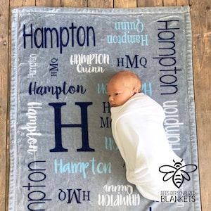 Personalized Baby Blanket, Baby Name Blanket, Nursery Blanket, Toddler Blanket, Baby Boy, Baby Girl, Baby Shower, Best Gift! #H1018
