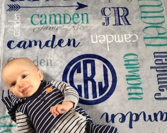 Personalized Baby Blanket, Tribal Arrow Name Blanket, Adventure Theme, Follow Your Arrow, Boy or Girl Baby Shower Gift #C1017