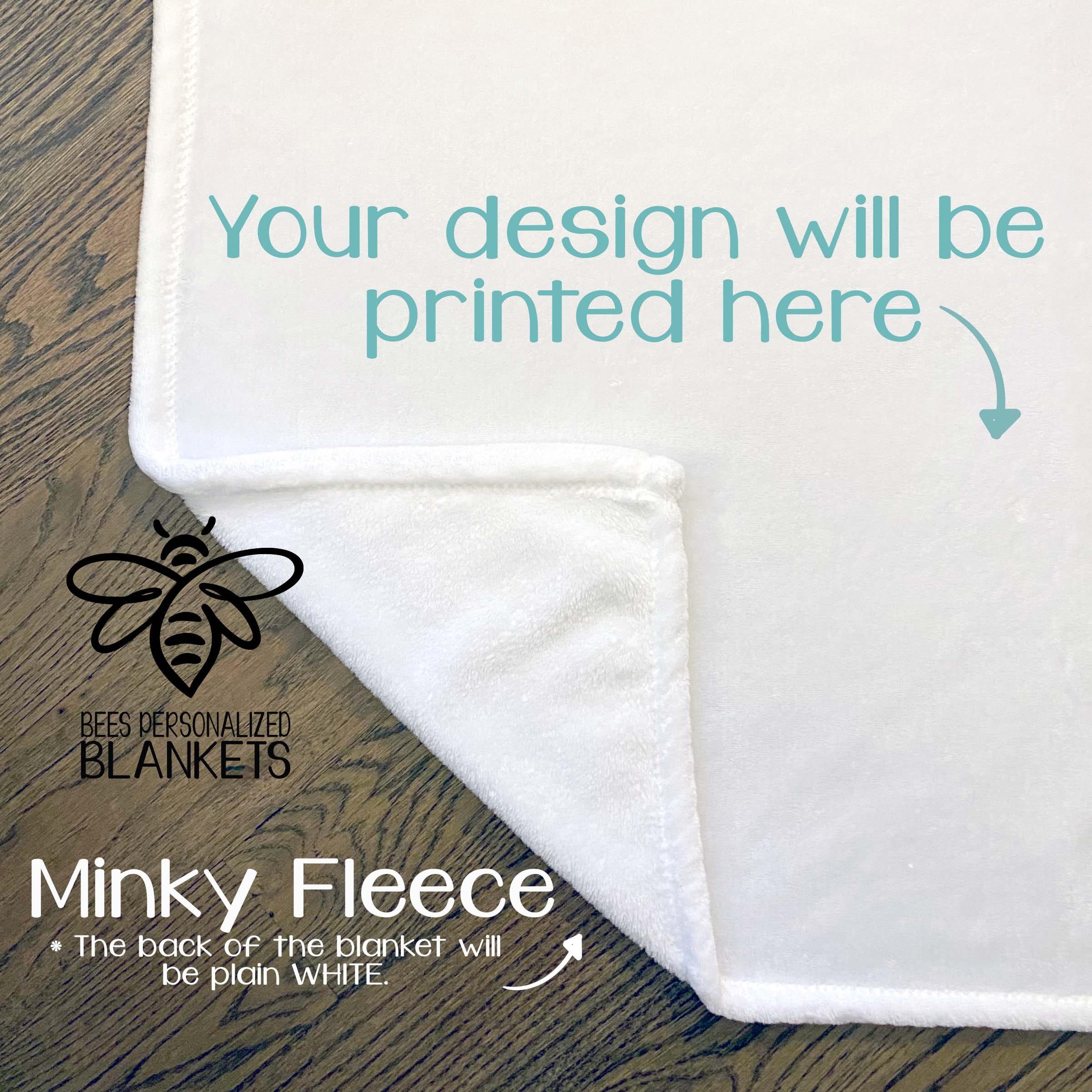Baby Blanket 'The Adventure Begins' - Navy Blue Minky Dot Reversible Blanket (40x29 Inches)